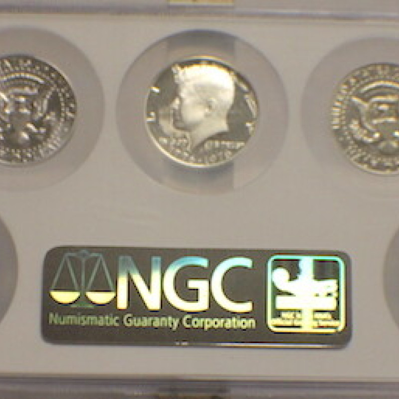 5- PIECE SILVER HALF DOLLAR SET BRILLANT PROOF 2 COINS ROTATED 