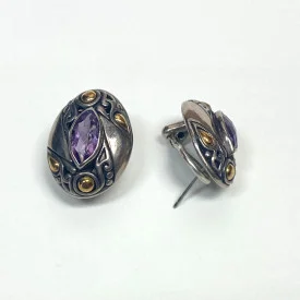 SAMUEL BENHAM BJS STERLING SILVER 18K GOLD EARRINGS RING SET LOT PURPLE