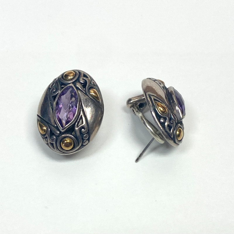 SAMUEL BENHAM BJS STERLING SILVER 18K GOLD EARRINGS RING SET LOT PURPLE SAMUEL BENHAM BJS STERLING SILVER 18K GOLD EARRINGS RING SET LOT PURPLE