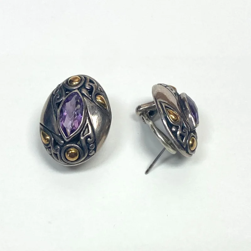 SAMUEL BENHAM BJS STERLING SILVER 18K GOLD EARRINGS RING SET LOT PURPLE