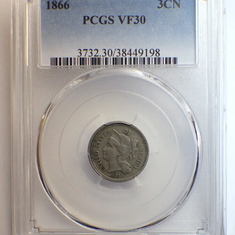 1866 PGCS Three Cent Nickel VF30