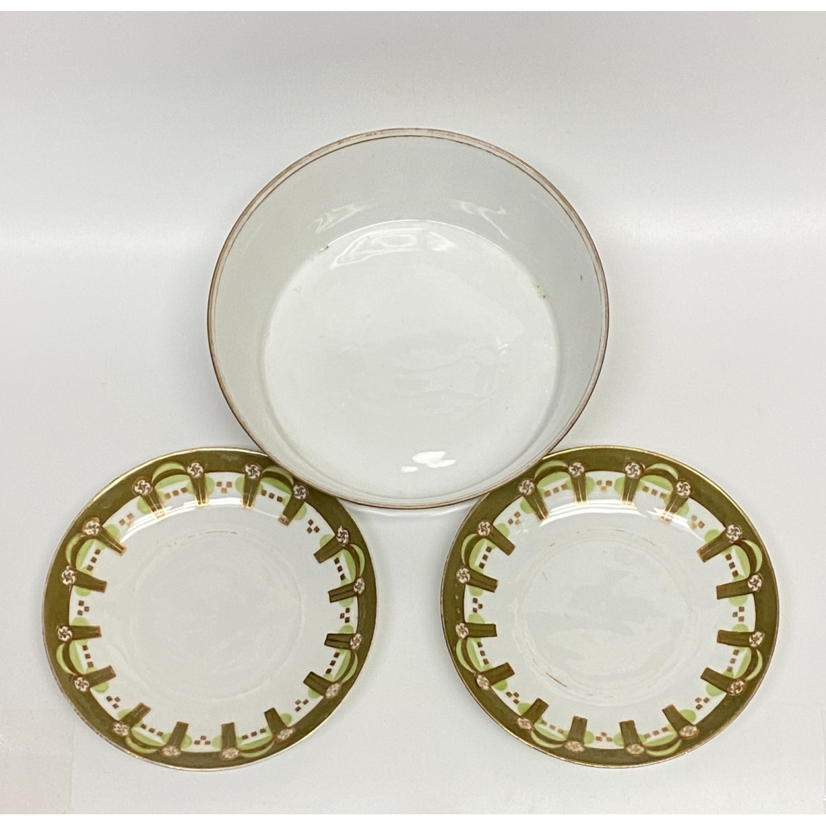 2 Porcelain teacup plates and a Porcelain drainer by Gardner Moscow
