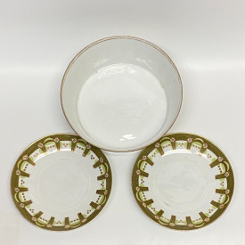 2 Porcelain teacup plates and a Porcelain drainer by Gardner Moscow