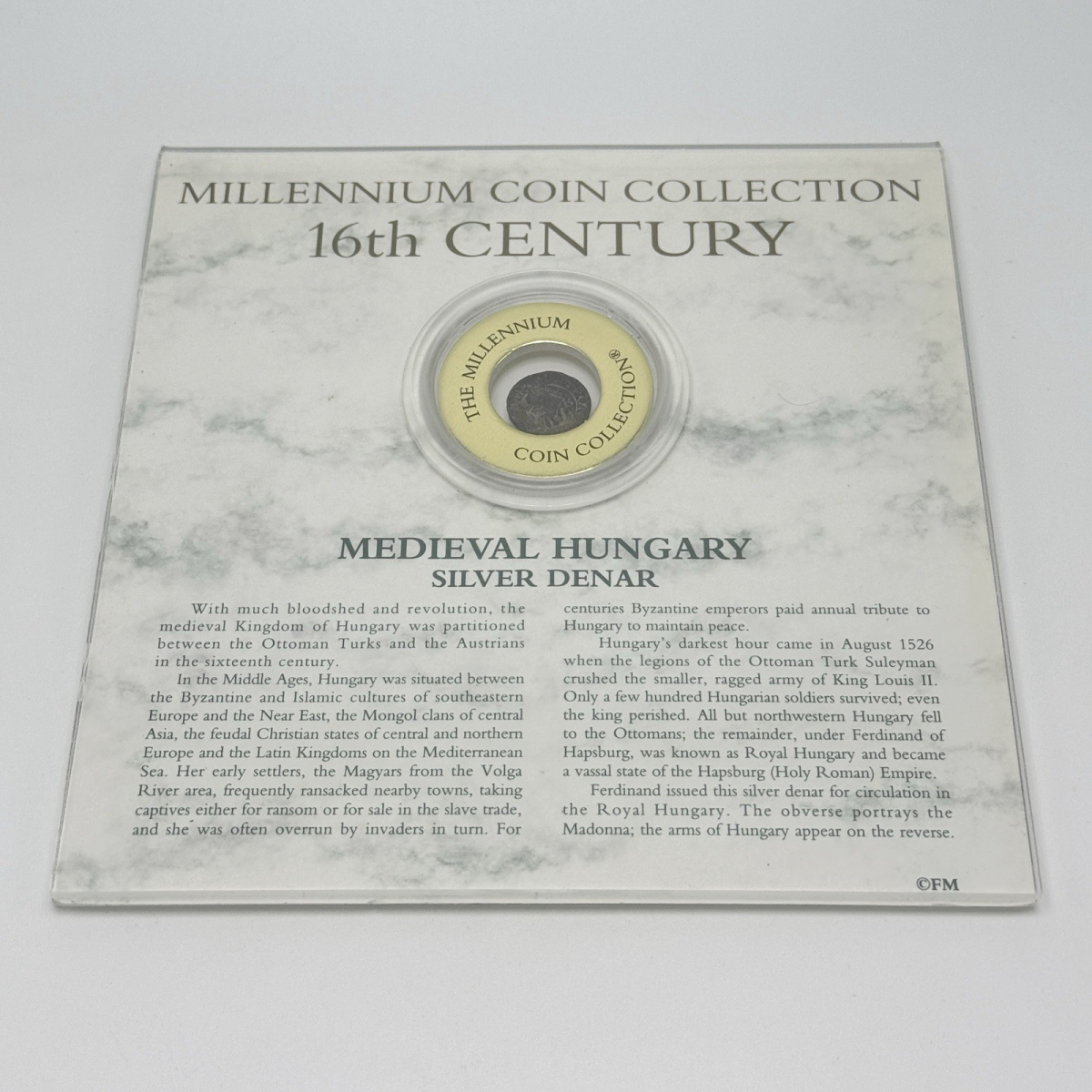 Franklin Mint 16th Century Medieval Hungary Silver Denar Ferdinand