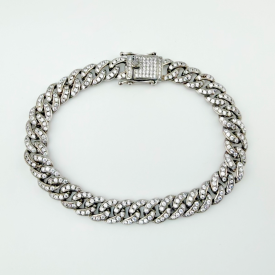 925 BSI Cuban Link Bracelet Fully CZ Encrusted – Miami Cuban Style  8.5''