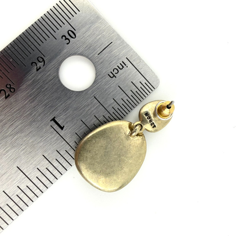 Vintage MONET Green Stone Gold Tone Earrings Dangle Drop