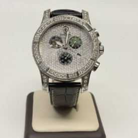 Robb & Co Swiss Chronograph 5.5 CT Genuine Diamond Sapphire Crystal Watch