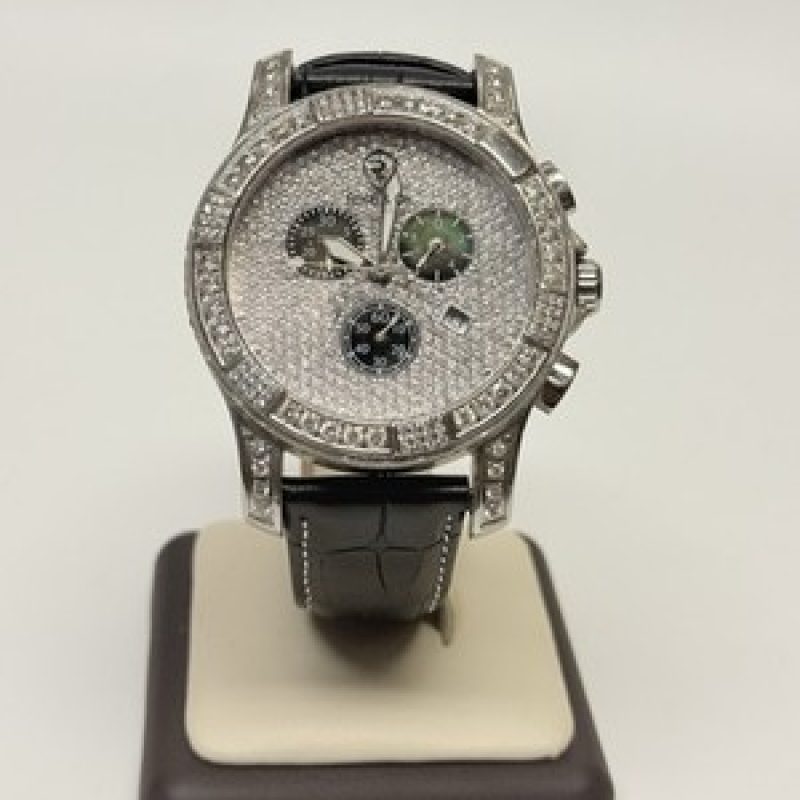 Robb & Co Swiss Chronograph 5.5 CT Genuine Diamond Sapphire Crystal Watch