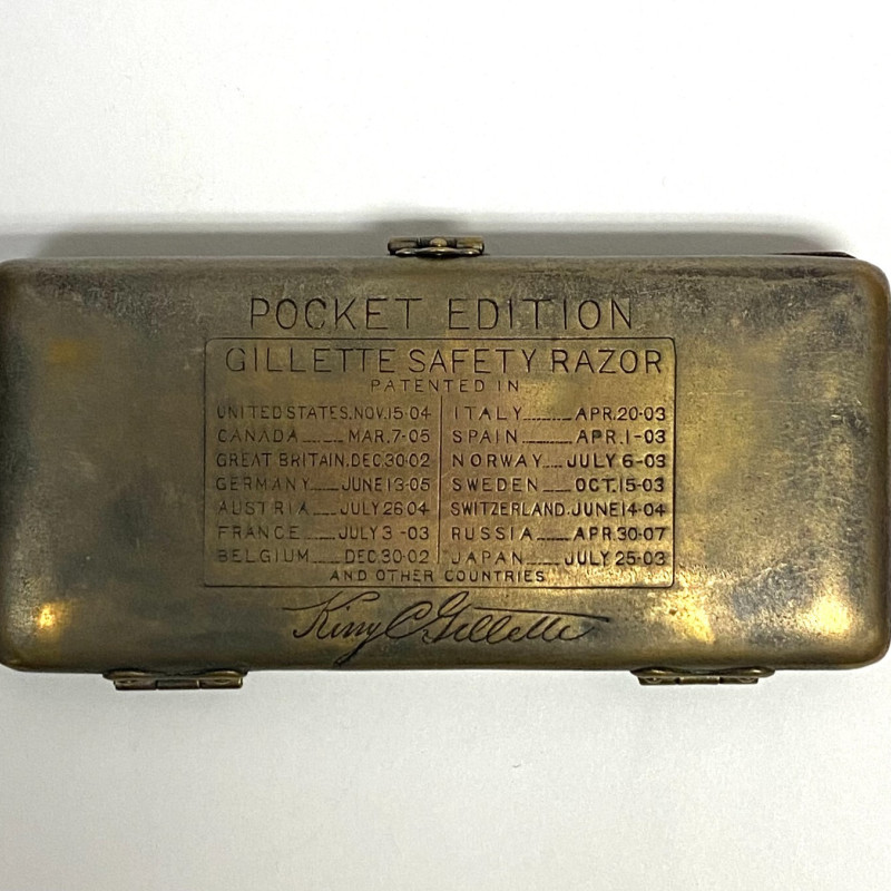 Vintage Gillette Pocket Edition Safety Razor Original Cases, John David Receipt Vintage Gillette Pocket Edition Safety Razor Original Cases, John David Receipt
