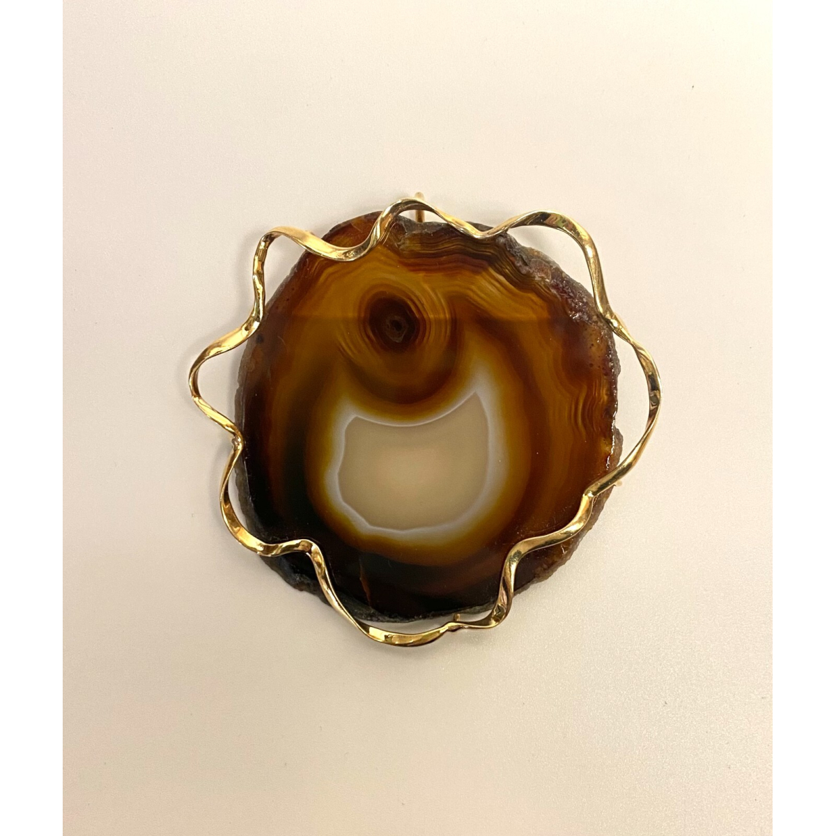Brooch/Pendant Agate in 14 Kt Yellow Gold