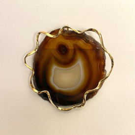 Brooch/Pendant Agate in 14 Kt Yellow Gold