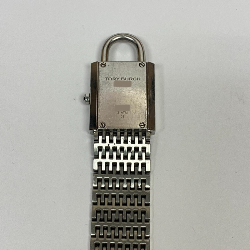 TORY BURCH Surrey Silver-tone Chain Lock Bracelet Watch TORY BURCH Surrey Silver-tone Chain Lock Bracelet Watch
