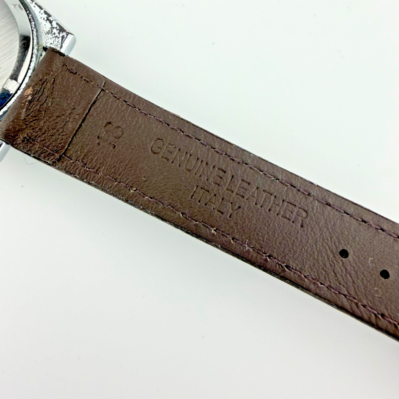Vintage Waltham 17 Jewel Mechanical Watch Swiss Linen Dial Men's Leather Band