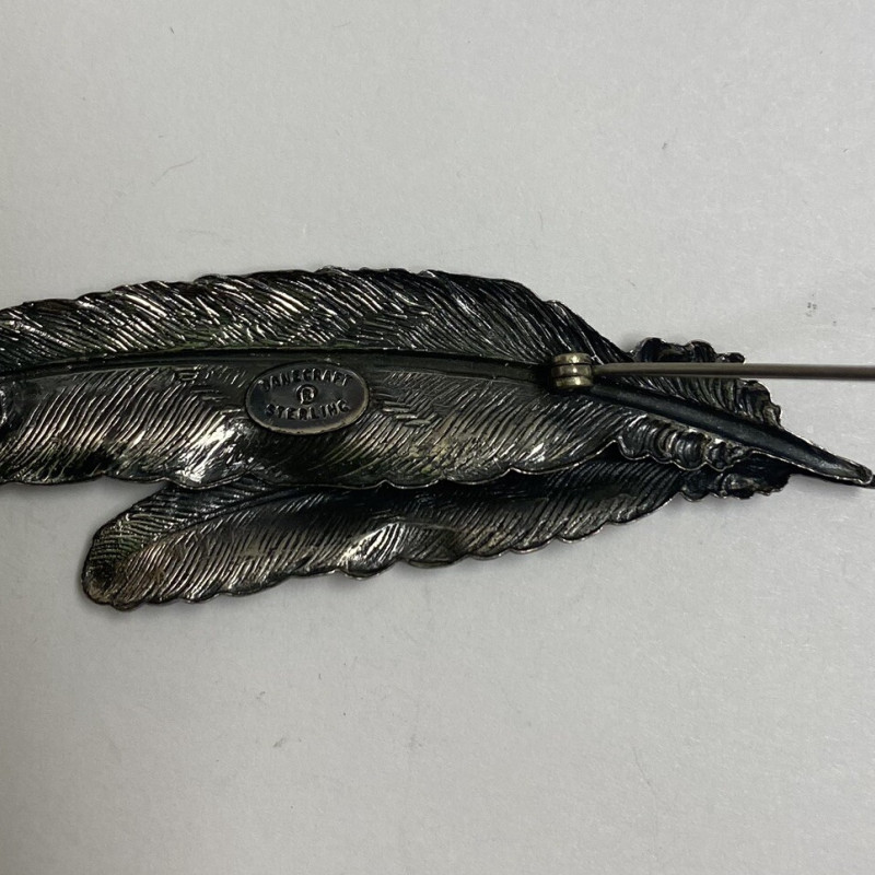 Antique DANECRAFT Sterling Silver Feather Pendant Brooch Pin Antique DANECRAFT Sterling Silver Feather Pendant Brooch Pin
