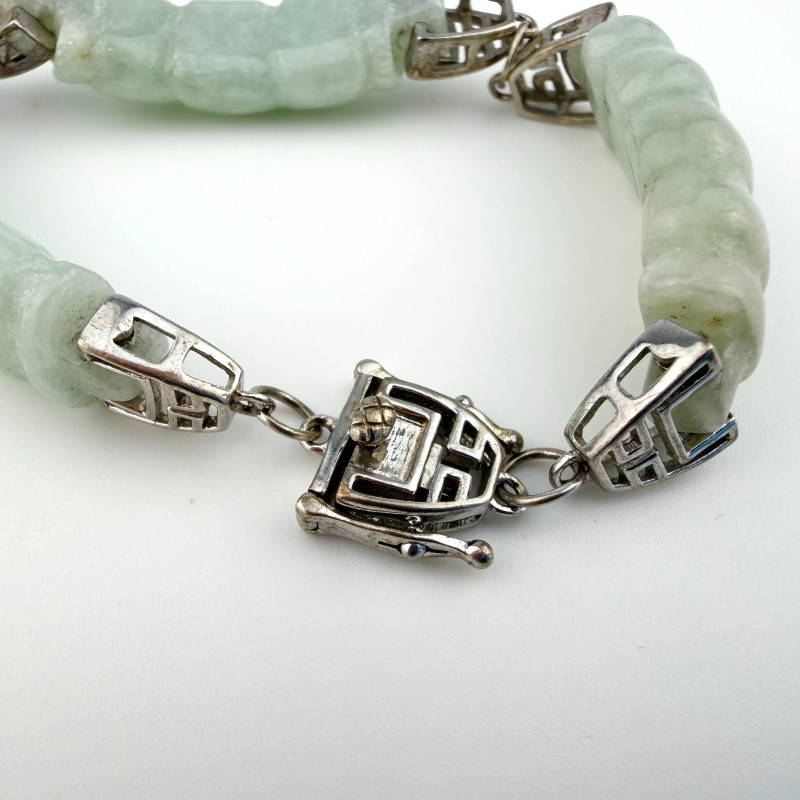 Designer Sterling Silver Light Green Natural Jade Bangle Bracelet - China LEC