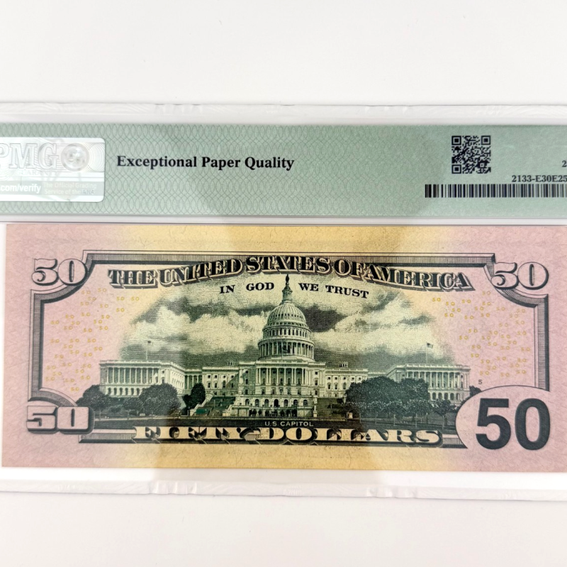 2017A $50 FRN Fr. 2133-E PEA Block PE266 88888A PMG 30 EPQ Fancy Number