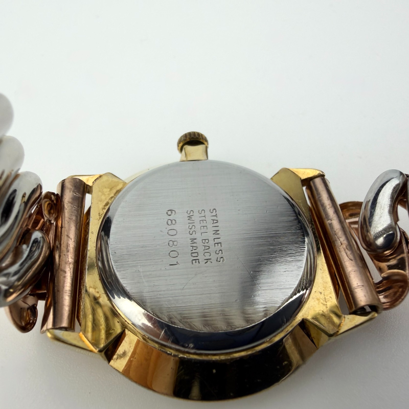 Vintage Admiral Two-Tone Quartz Watch Purple Dial Admiral Bracelet Swiss Made