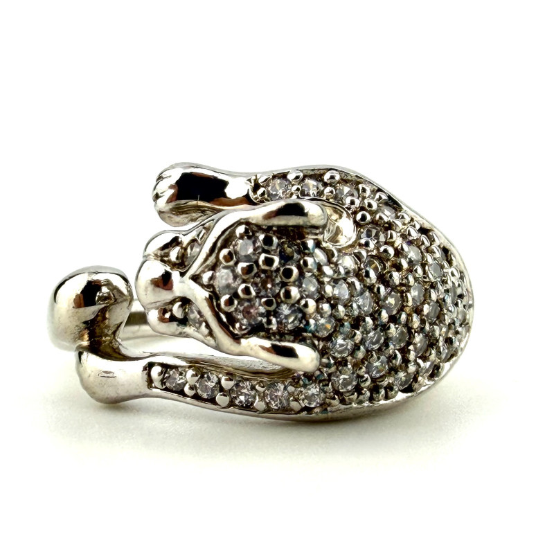 Vintage-Style Silver 925 Panther Ring – Pave CZ Stones, Size 7