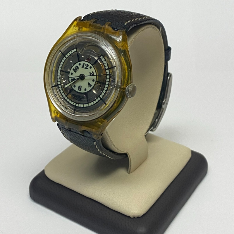 1993 Swatch Watch Automatic Vintage 23 Jewels Leather Band