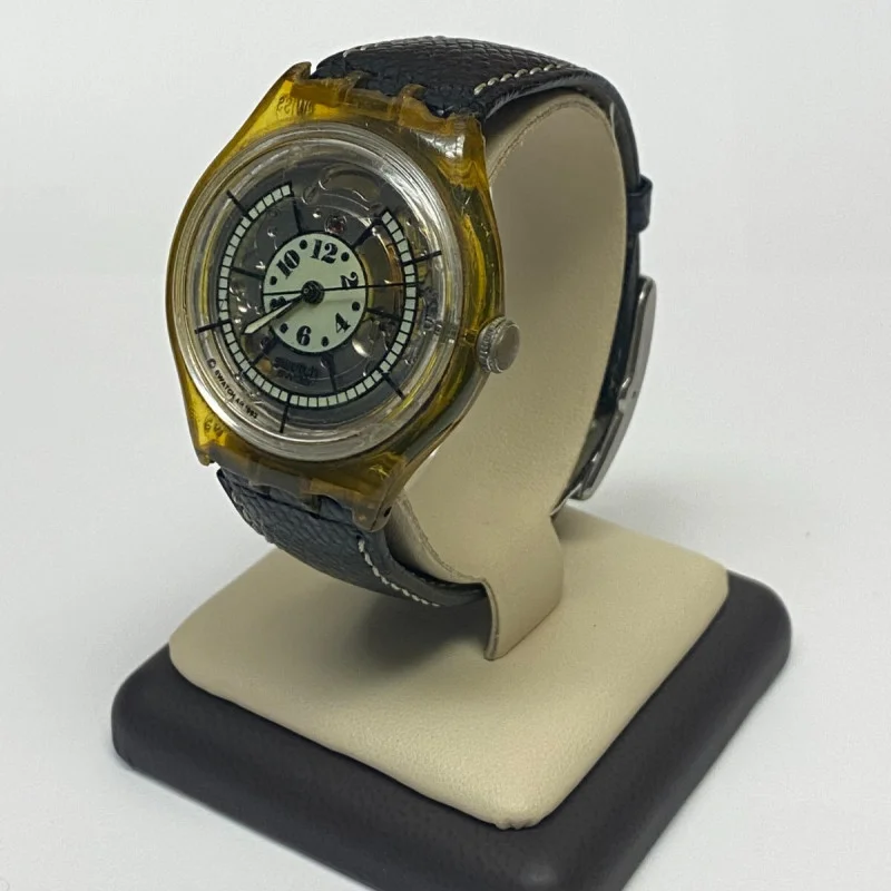 1993 Swatch Watch Automatic Vintage 23 Jewels Leather Band