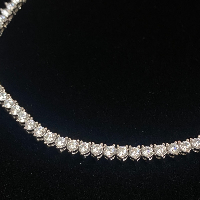 Silver 925 With White Sapphire Necklace 22"