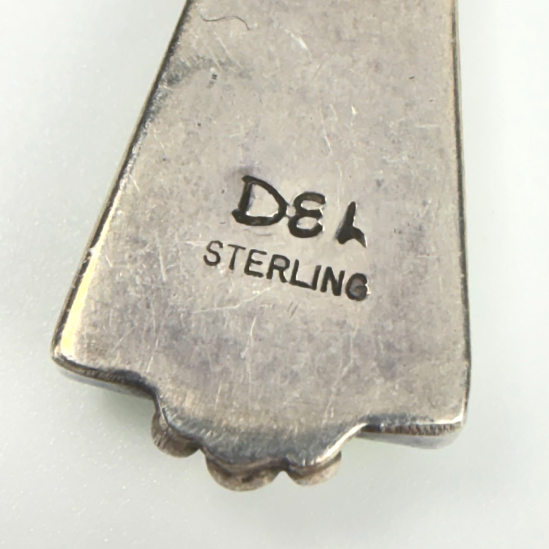 Vintage Sterling Silver DEL Earrings Green Turquoise Onyx Amethyst Dangle