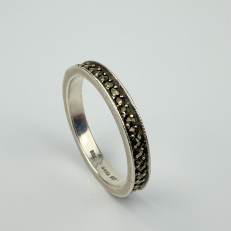 Anna Sui Marcasite Sterling Silver Band Ring Size 7