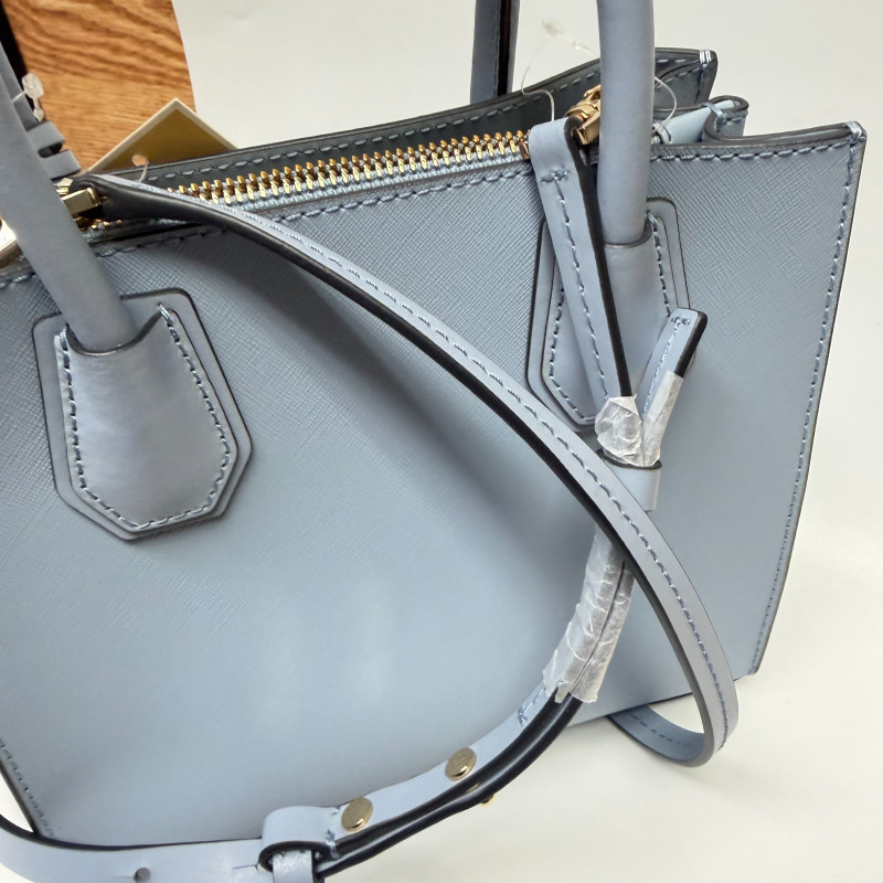 Michael Kors Mercer Medium Leather Tote Bag Pale Blue NWT + Crossbody Strap