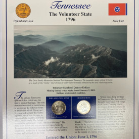 2002 Postal Commemorative Society Statehood Quarter/stamps Tennessee P & D