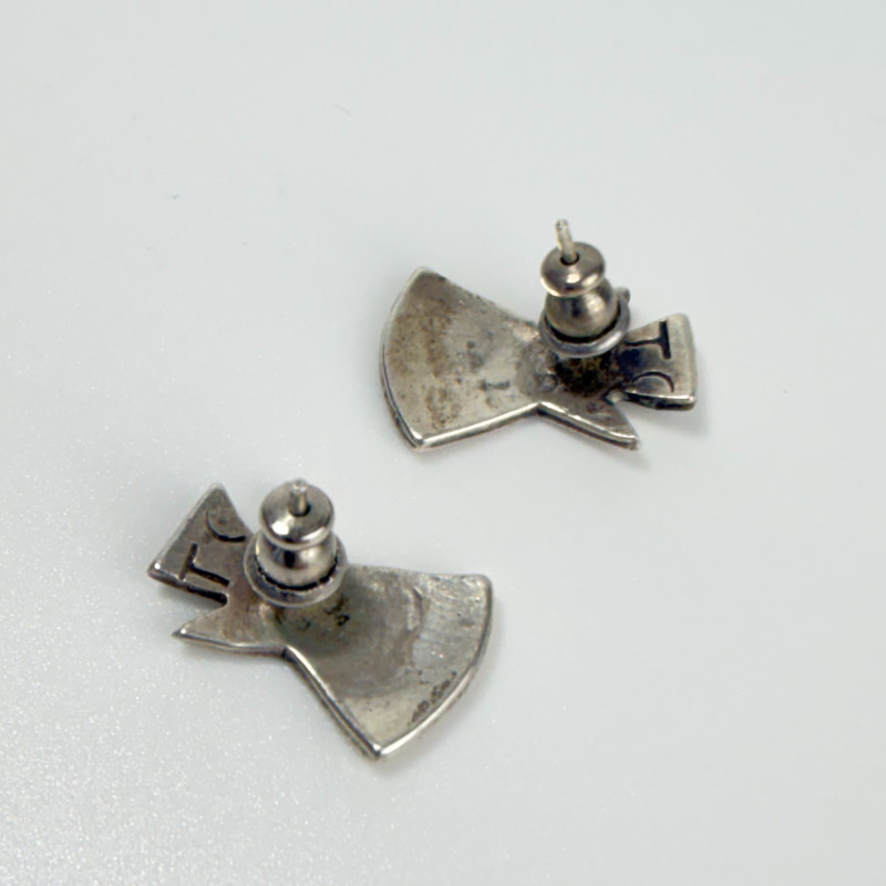 Navajo Sterling Silver Crushed Chip Inlay Turquoise & Coral Earrings