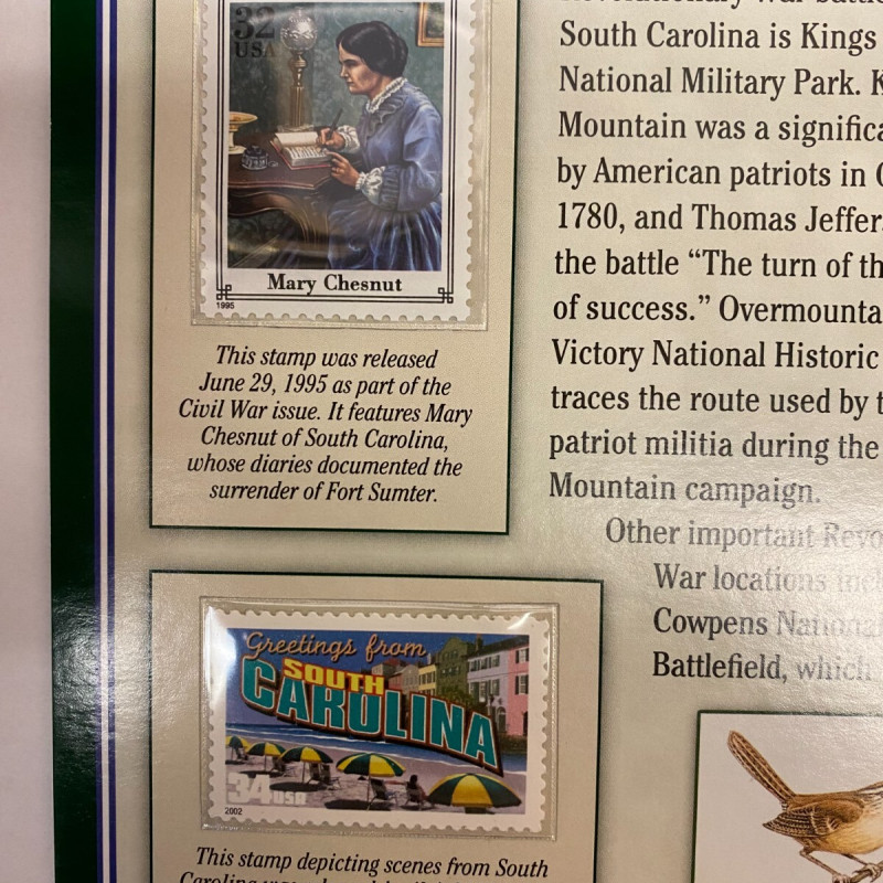 2016 SOUTH CAROLINA PCS AMERICA THE BEAUTIFUL STATEHOOD QUARTERS & STAMPS SHEET