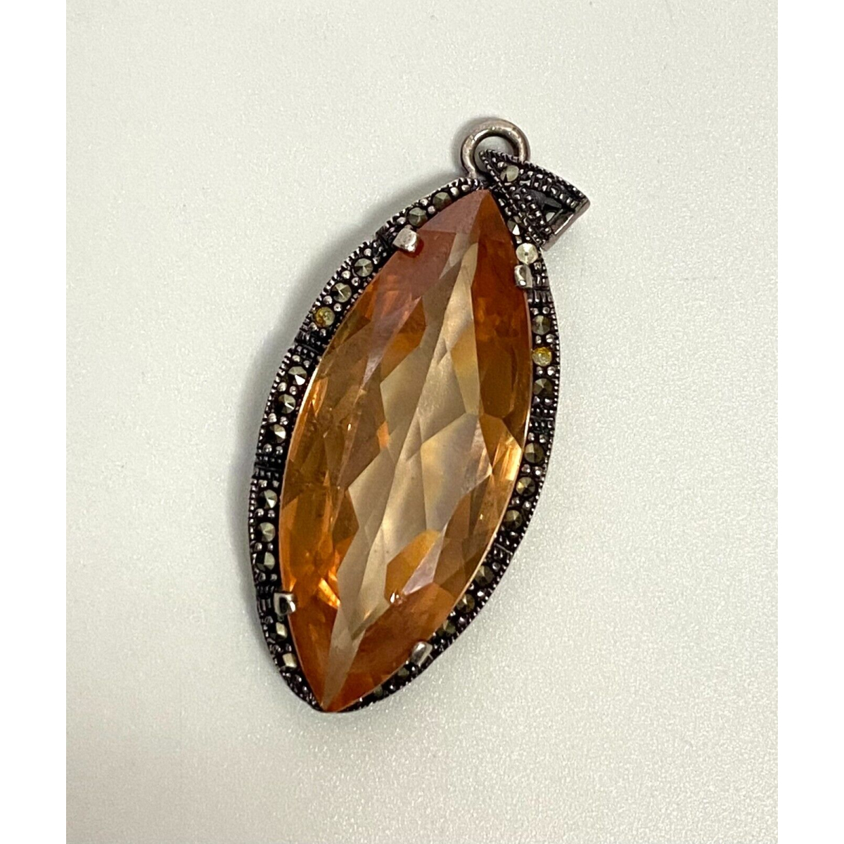 Sterling Silver Glass and Marcasite Stones Pendant