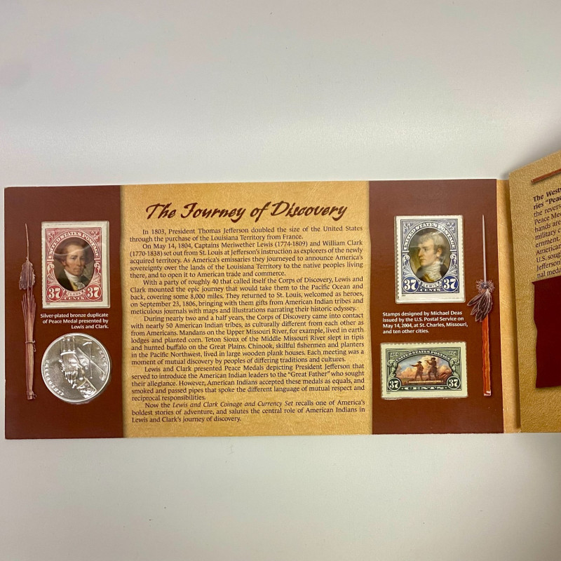 2004 Lewis & Clark Coinage & Currency Coin/Medal Set w/ $10 Bison Note & Stamps 2004 Lewis & Clark Coinage & Currency Coin/Medal Set w/ $10 Bison Note & Stamps