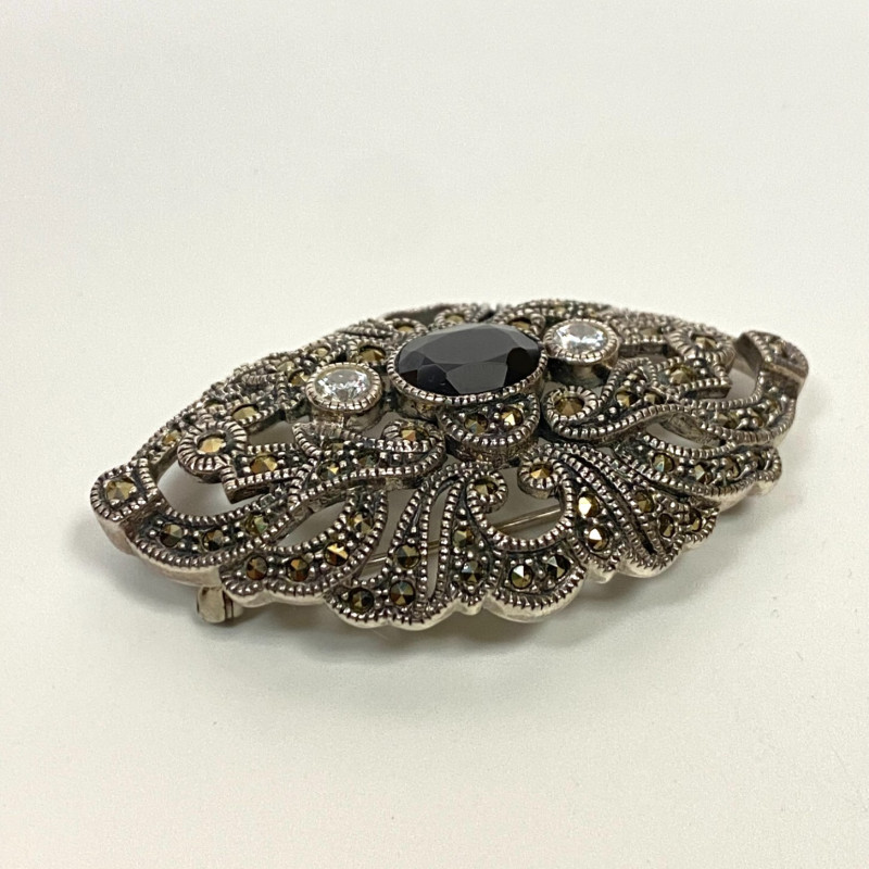 Judith Jack Stunning Sterling, Marcasite and CZ Brooch