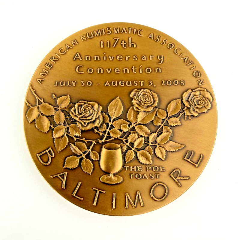 Rare Edgar Allan Poe ANA bronze Medal 2008 World Money Fair in Baltimore 115/125