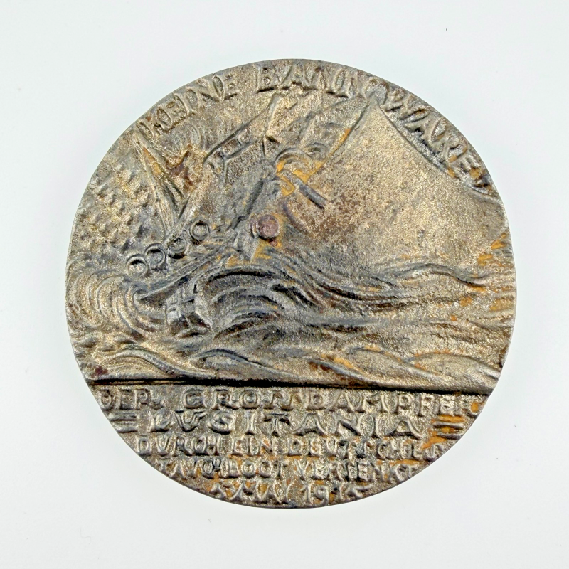 1915 Replica of the RMS Lusitania Sinking Medal in Original Propaganda Box