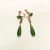 Vintage 10k Rose Gold Green Jade Dangle Earrings Chinese non-pierced