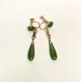 Vintage 10k Rose Gold Green Jade Dangle Earrings Chinese non-pierced