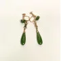 Vintage 10k Rose Gold Green Jade Dangle Earrings Chinese non-pierced