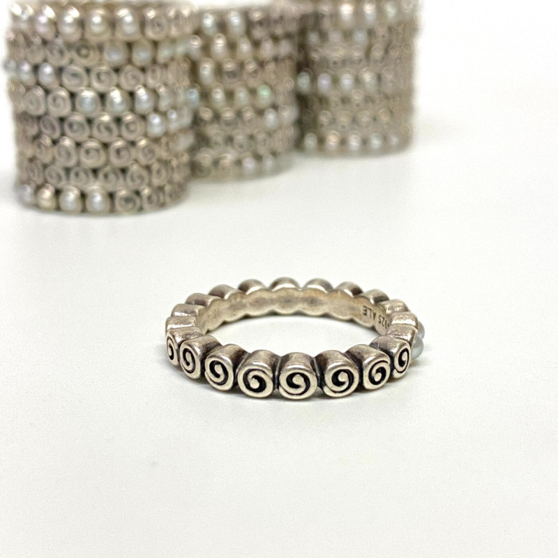 Pandora Silver Oceans Treasure Swirl And Pearl Ring Size 6.75 Authentic 190836P Pandora Silver Oceans Treasure Swirl And Pearl Ring Size 6.75 Authentic 190836P
