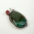 Vintage Green Turquoise Garnet Sterling Silver Filigree Pendant
