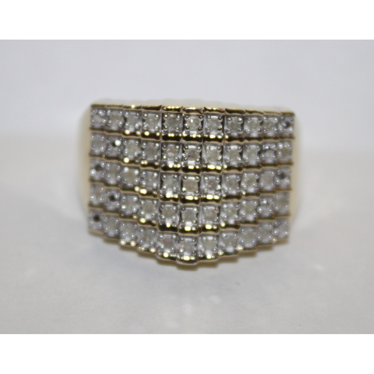 Sterling Silver Gold Plated Diamond Ring Size 12
