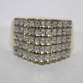 Sterling Silver Gold Plated Diamond Ring Size 12