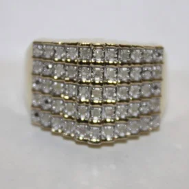 Sterling Silver Gold Plated Diamond Ring Size 12