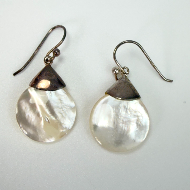 Mother of Pearl Petal Silver Bohemian Seth Earrings and Pendant