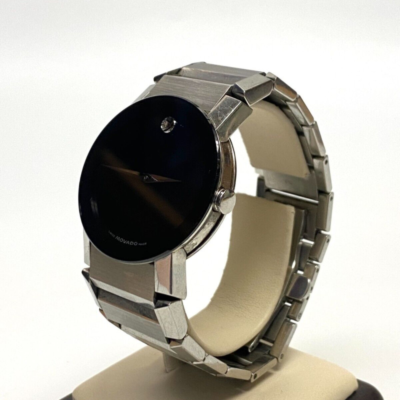 Movado Stainless Steel Men's 35mm Museum Dial Watch Model 84G1 1896, band 7.25"