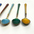 6 Demitasse Spoon Set Enamel Gilt Sterling Silver Ela Denmark