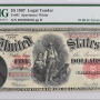 Fr#91 $5 1907 Legal Tender 'PCBLIC' ERROR PMG 35 VERY FINE-STUNNING 