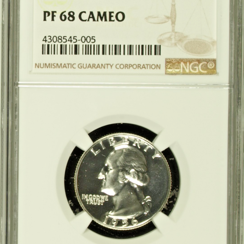 1956 Proof Washington Quarter NGC PF68 Cameo 