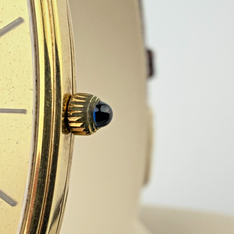 Vintage Omega 14K Gold 28mm Square Quartz Watch Brown Leather Strap